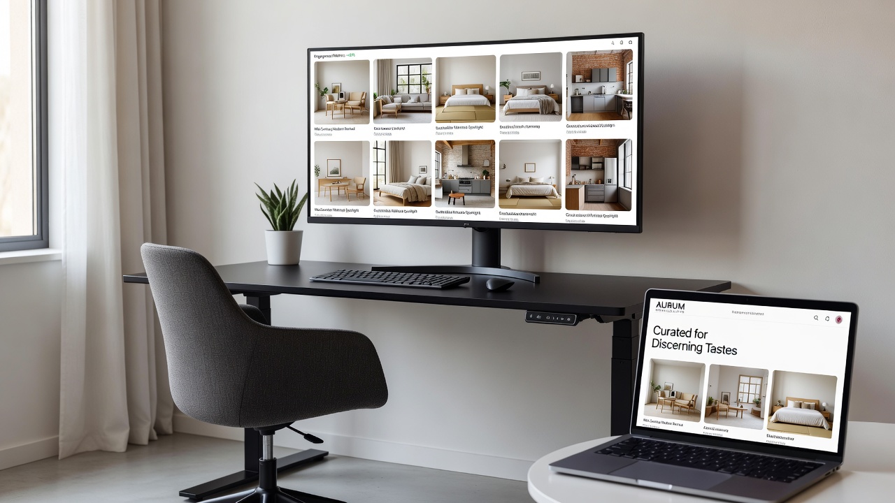 Detailed interior imagery highlighting material textures on a specialized home design site